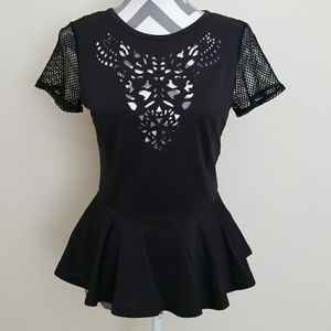 Rhapsody black peplum top